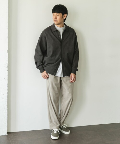 URBAN RESEARCH DOORS（アーバンリサーチドアーズ）の「『XLサイズ/WEB限定/仁村紗和さん着用』『UR TECH 200日ニット』シャツ カーディガン（カーディガン/ボレロ・メンズ・YEL KHK/BROWN/CHARCOAL/L/GRY/BLUE GREEN・M/L/XL）」の10枚目の写真