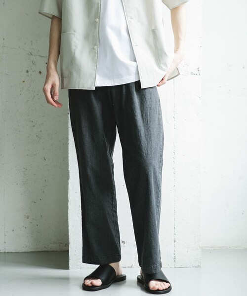 URBAN RESEARCH DOORS（アーバンリサーチドアーズ）の「リネンブレンドデニム イージートラウザー（デニムパンツ・メンズ・INDIGO/INDIGOUSED/BLACK/BLACK USED・M/L）」の20枚目の写真