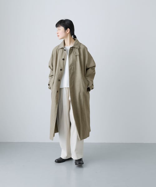 かぐれ（カグレ）の「コットンリネンステンカラーコート（ステンカラーコート・レディース・PURPLE/BEIGE・FREE）」の6枚目の写真