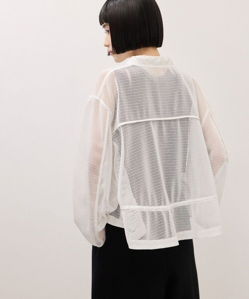 ADAM ET ROPE'（アダムエロペ）の「ドロストメッシュシャツ（シャツ/ブラウス・レディース・ブラック/ホワイト/ダークブラウン・F）」の12枚目の写真