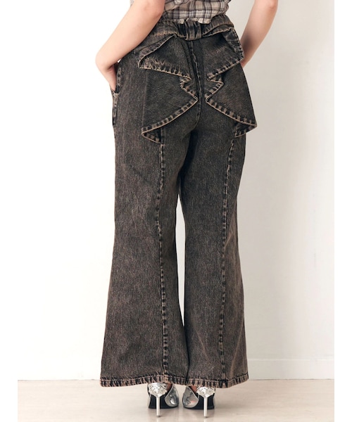 CALNAMUR（カルナムール）の「オーバーダイバックリボンデニムパンツ（デニムパンツ・レディース・ブラック/ブルー・XS/S/M）」の16枚目の写真