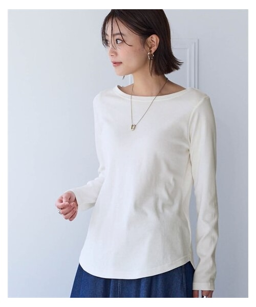 nissen（ニッセン）の「綿１００％フライス素材ボートネック長袖Ｔシャツ（UVカット）＜大きいサイズ有＞（Tシャツ/カットソー・レディース・黒/オフホワイト/グレージュ/杢チャコールグレー/ネイビー/クラウドピンク/トープ・S/M/L/LL/3L/4L/5L/6L/8L/10L）」の15枚目の写真