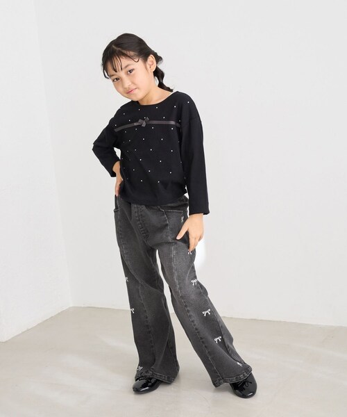 ROPE' PICNIC(ロペピクニック)の「【KIDS/キッズ】リボン刺繍デニムパンツ(デニムパンツ・キッズ・ブラック/サックス・120/130/140/150)」の18枚目の写真
