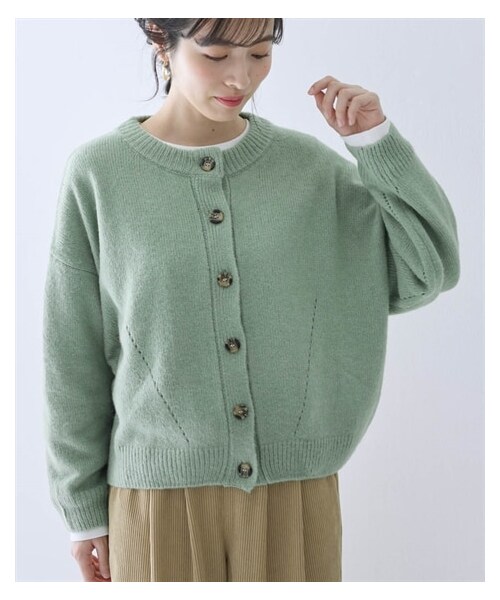 nissen（ニッセン）の「ノーカラーニットカーディガン【Otona Purete】（カーディガン/ボレロ・レディース・エクリュ/黒/グリーン・M~LL/3L~4L/5L~6L）」の8枚目の写真