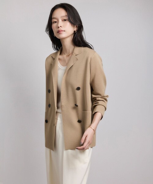 ROPE'（ロペ）の「ミラノリブ ニットダブルジャケット/イージーケア（テーラードジャケット・レディース・ベージュ/ネイビー・36/38）」の13枚目の写真