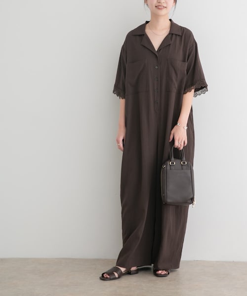 ITEMS URBANRESEARCH(アイテムズ アーバンリサーチ)の「レースドッキングオールインワン(つなぎ/オールインワン・レディース・BLK/D/BRN・Free)」の2枚目の写真