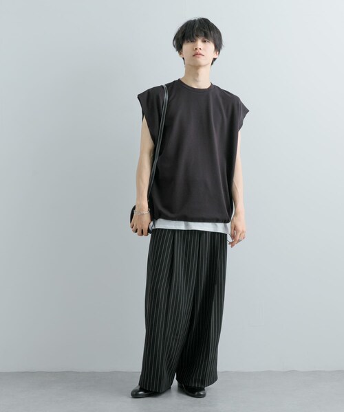 SENSE OF PLACE by URBAN RESEARCH（センスオブプレイスバイアーバンリサーチ）の「エクストラルーズドローコードノースリーブTシャツ（Tシャツ/カットソー・メンズ・GREEN/BLACK・M/L）」の11枚目の写真