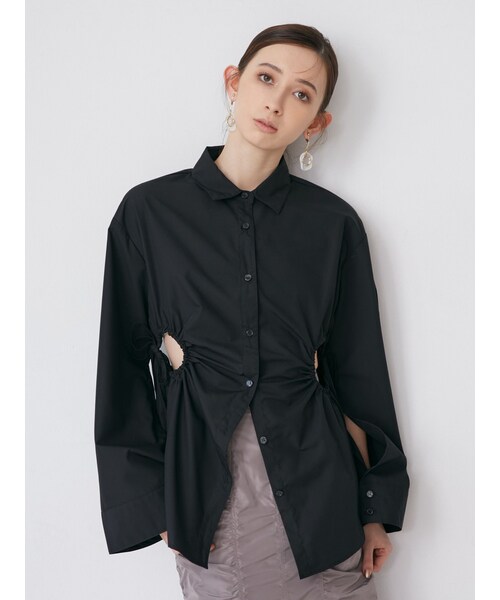 MURUA（ムルーア）の「サイドホールギャザーシャツ【WEB限定】【ブラウス】（シャツ/ブラウス・レディース・ホワイト/グレー/ブラック/ピンク/イエロー・F）」の12枚目の写真
