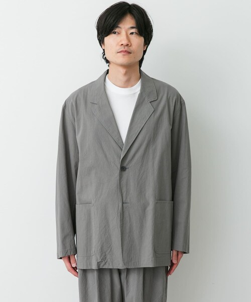 URBAN RESEARCH DOORS(アーバンリサーチドアーズ)の「STILL BY HAND 強撚コットンオーバーサイズジャケット(テーラードジャケット・メンズ・INK BLACK/GREY・46/48)」の8枚目の写真