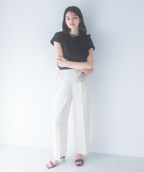 URBAN RESEARCH ROSSO（アーバンリサーチロッソ）の「フリルドッキングTEEブラウス（Tシャツ/カットソー・レディース・OFF WHITE/GRAY/BLACK・Free）」の12枚目の写真