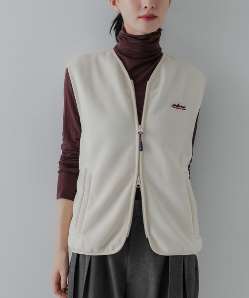 URBAN RESEARCH（アーバンリサーチ）の「『別注』THOUSAND MILE×URBAN RESEARCH　KNIT FREECE ZIP VEST（ベスト・レディース・OFF WHITE/BORDEAUX/BLACK・FREE）」の14枚目の写真