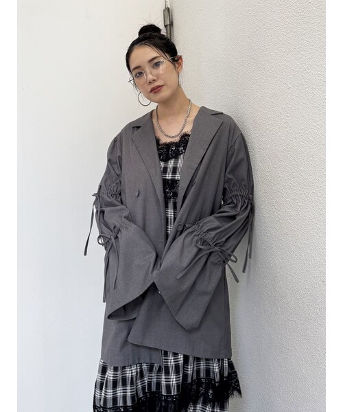 リボンスリーブジャケットミニワンピース
