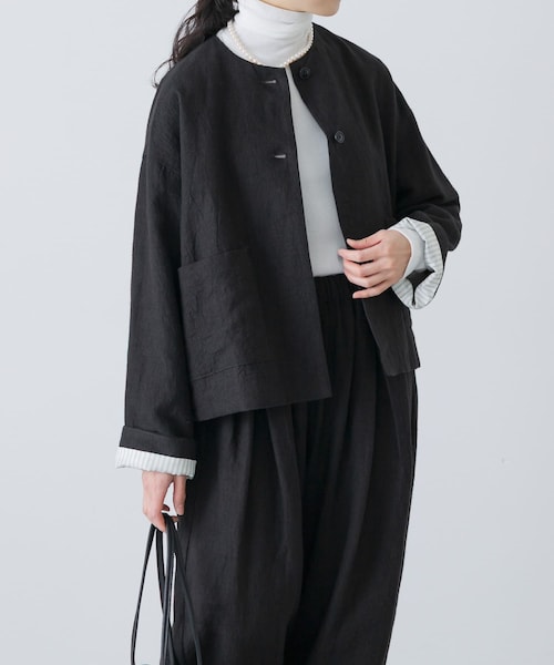 かぐれ（カグレ）の「リネンラミーノーカラージャケット（ノーカラー