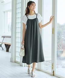 nissen | ＜大きいサイズ＞とろみ素材キャミソールワンピース(ワンピース)