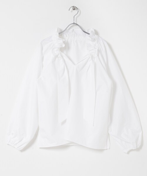 URBAN RESEARCH ROSSO（アーバンリサーチロッソ）の「フリルネックシャツブラウス（シャツ/ブラウス・レディース・WHITE/L/PURPLE/CHARCOAL・Free）」の5枚目の写真