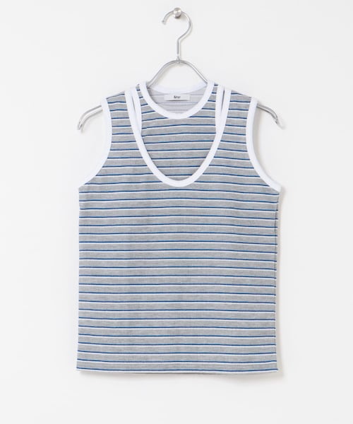 THE GOODLAND MARKET（ザグッドランドマーケット）の「&her　Border Tank（タンクトップ・レディース・GRAY/BROWN・FREE）」の21枚目の写真