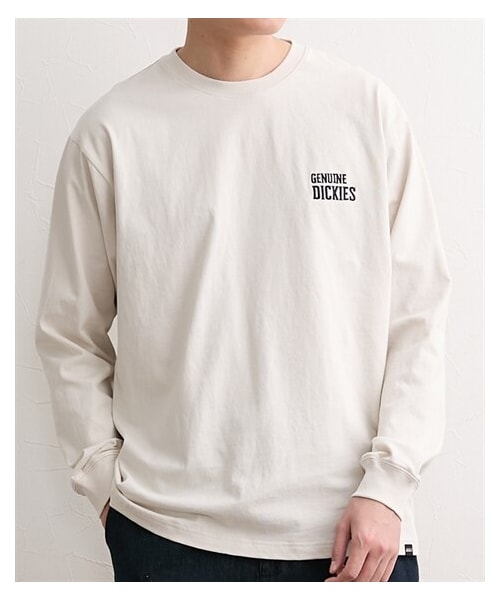 nissen（ニッセン）の「天竺パウダーブリーチ加工バックプリント長袖Tシャツ　GENUINE Dickies（Tシャツ/カットソー・メンズ・オフホワイト/スミクロ・M/L/LL）」の7枚目の写真