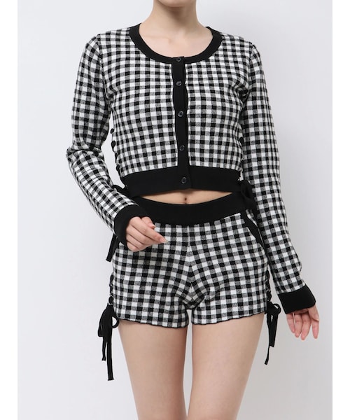 GYDA（ジェイダ）の「サイドレースアップアンサンブルニット【SETUP着用可】（ニット/セーター・レディース・ブラック/ライトミックス/ダークミックス・F）」の4枚目の写真