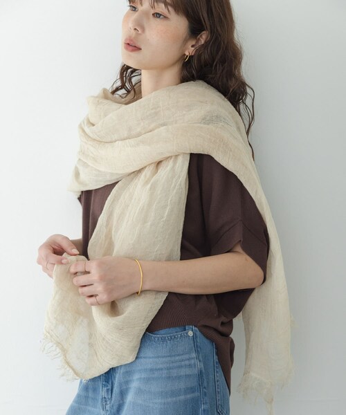 URBAN RESEARCH Sonny Label（アーバンリサーチサニーレーベル）の「イタリア製リネンストール（ストール/ショール・レディース・ベージュ/グレー/ブラック・One）」の15枚目の写真