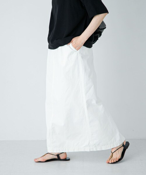 かぐれ（カグレ）の「『2サイズ展開』コットンストレートスカート（スカート・レディース・OFF/BLACK・0/1）」の5枚目の写真