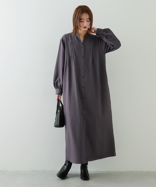SENSE OF PLACE by URBAN RESEARCH(センスオブプレイスバイアーバンリサーチ)の「『Shortサイズあり』タックシャツワンピース(ワンピース・レディース・CHARCOAL/BEIGE/ORANGE・Short/one)」の9枚目の写真