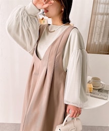 nissen | タックＶネックワンピース(ワンピース)