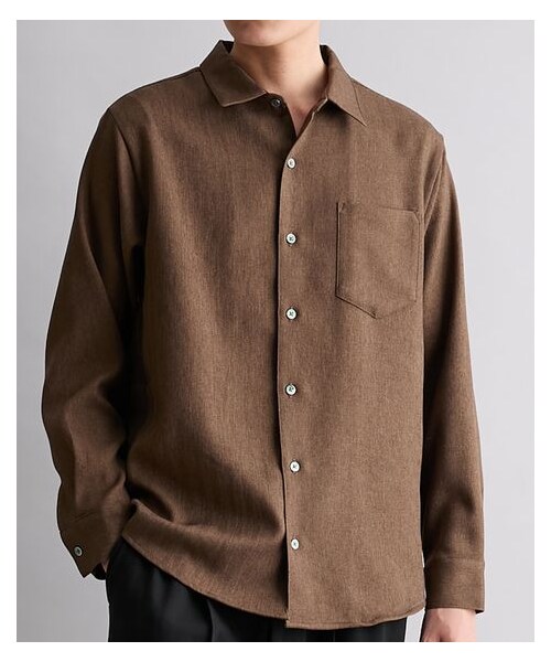 nissen（ニッセン）の「ウールライクレギュラーカラー長袖シャツ（シャツ/ブラウス・メンズ・ブラウン/チャコール・M/L/LL）」の5枚目の写真
