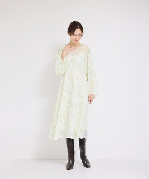 ROPE'（ロペ）の「シアープリントボリュームスリーブワンピース（ワンピース・レディース・ブラック/グリーン/ブルー・36/38）」の20枚目の写真