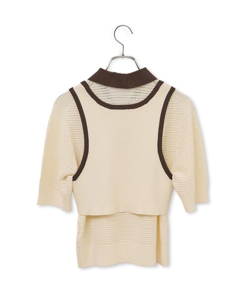 ADAM ET ROPE'（アダムエロペ）の「【サステナブル】タンクコンビパターンポロニット（ポロシャツ・レディース・オフホワイト/ブラウン/サックス・F）」の10枚目の写真