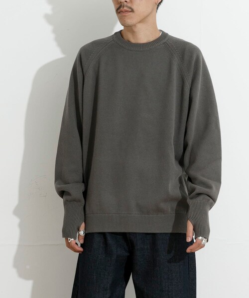 THE GOODLAND MARKET（ザグッドランドマーケット）の「KEIMEN　KM-Crewneck Knit（ニット/セーター・メンズ・Gray/Black/Green・M/L/XL）」の4枚目の写真