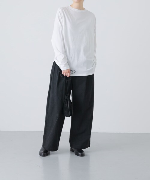 かぐれ（カグレ）の「コットンクルーネックカットソー（Tシャツ/カットソー・レディース・OFF/BLACK/BROWN・Free）」の6枚目の写真