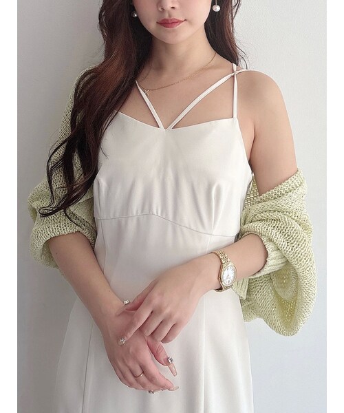 MERCURYDUO（マーキュリーデュオ）の「スカシ編ミラメコンボレロカーディガン（カーディガン/ボレロ・レディース・オフホワイト/ライトグレー/イエロー/アイスブルー・F）」の10枚目の写真