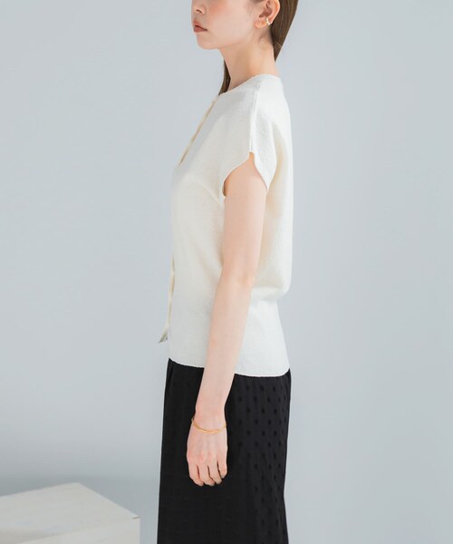 URBAN RESEARCH ROSSO（アーバンリサーチロッソ）の「リネンコットンウエストシェイプデザインニット（ニット/セーター・レディース・WHITE/CARAMEL・Free）」の12枚目の写真