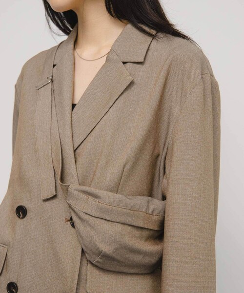 KBF（ケイビーエフ）の「バッグSETダブルジャケット（テーラードジャケット・レディース・BROWN MIX/GRAY MIX/BLACK・one）」の16枚目の写真