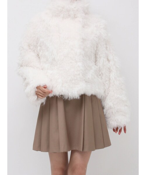 【ネット完売品】dazzlin パールチェーンエコファーブルゾン オフホワイト セール】パールチェーンエコファーブルゾン（ブルゾン）｜dazzlin