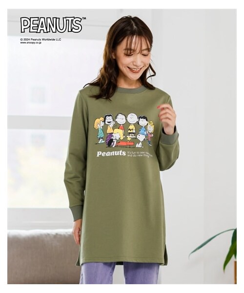 nissen（ニッセン）の「大きいサイズ デザインチュニック/PEANUTS（チュニック・レディース・ネイビー/グレイッシュパープル/ソフトカーキ/スモーキーブルー/黒/オートミール・L~LL相当/3L~4L相当/5L~6L相当/8L相当/10L相当）」の11枚目の写真