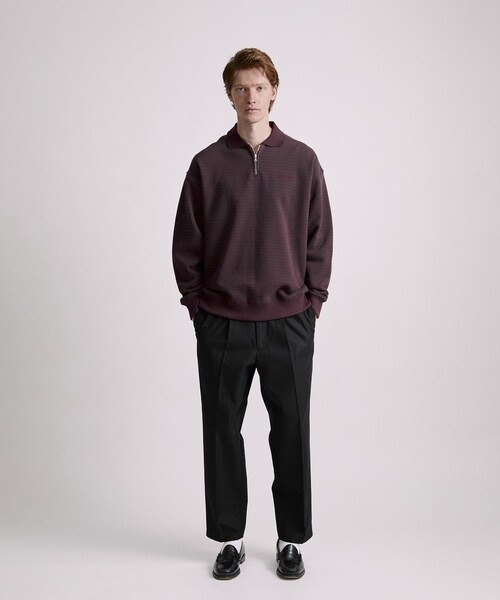 Saturdays NYC(サタデーズ ニューヨークシティ )の「Ryo Stripe Half Zip Polo Sweatshirt(スウェット・レディース・ブラック/ワイン・L/M/S/XL)」の18枚目の写真