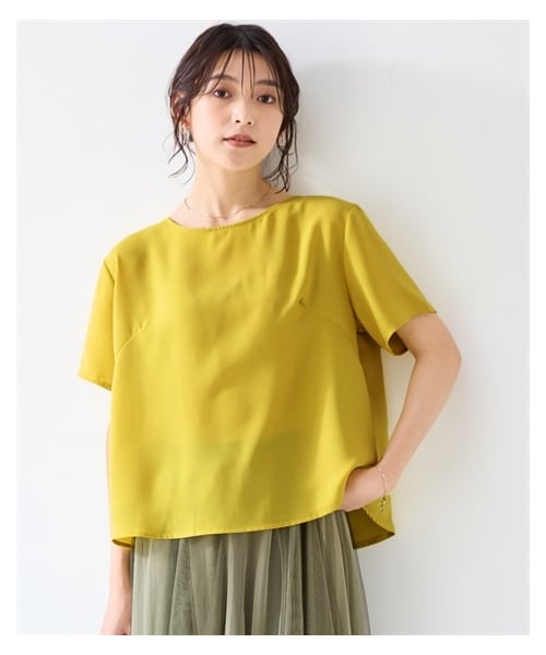 nissen（ニッセン）の「シンプルTブラウス（消臭テープ付）＜大きいサイズ有＞（シャツ/ブラウス・レディース・アイボリー/ネイビー/イエロー/黒/セージグリーン・S/M/L/LL/3L/4L/5L/6L/8L/10L）」の8枚目の写真