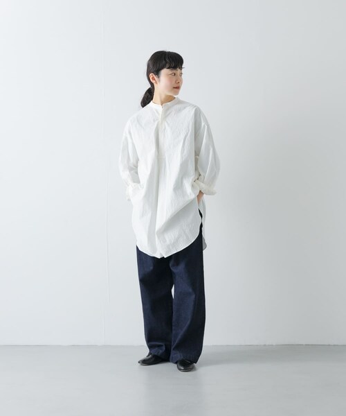 かぐれ（カグレ）の「コットンチュニックシャツ（シャツ/ブラウス・レディース・OFF/L/GRAY・Free）」の6枚目の写真