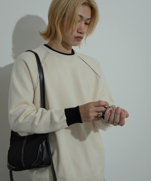 SENSE OF PLACE by URBAN RESEARCH（センスオブプレイスバイアーバンリサーチ）の「『ユニセックス』『洗濯可』ストレッチリブハイショクラインニット（ニット/セーター・メンズ・BLACK/CHARCOAL/IVORY/BROWN/L.BLUE・M/L）」の21枚目の写真