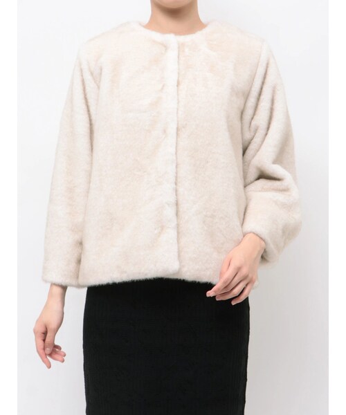 TONAL（トーナル）の「ノーカラーボアブルゾン（その他アウター・レディース・オフホワイト/グレー/ブラウン・S/M）」の8枚目の写真