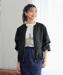 nissen | 大きいサイズ ノーカラーシアージャケット(ノーカラージャケット)