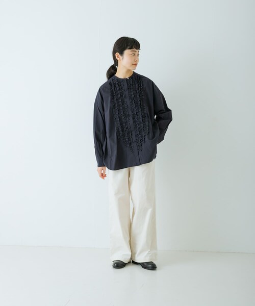 かぐれ（カグレ）の「コットンフリルワイドシャツ（シャツ/ブラウス・レディース・OFF/NAVY・Free）」の16枚目の写真
