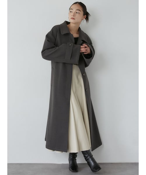 LAGUNAMOON（ラグナムーン）の「ステンカラーロングコート（ステンカラーコート・レディース・ライトグレー/チャコールグレー/モカ・S/M）」の2枚目の写真