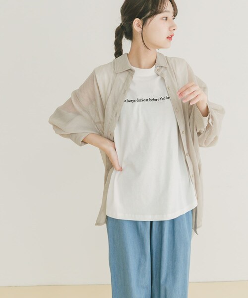ITEMS URBANRESEARCH（アイテムズ アーバンリサーチ）の「ショルダータックロゴTシャツ（Tシャツ/カットソー・レディース・WHT/CHA/L.PNK・FREE）」の13枚目の写真