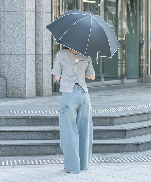 SMELLY（スメリー）の「because　晴雨兼用パイピング長傘（長傘・レディース・BEG/BLK・FREE）」の7枚目の写真