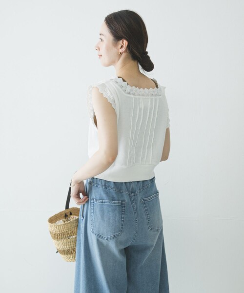 URBAN RESEARCH（アーバンリサーチ）の「crinkle crinkle crinkle　WAFFLE FRILL VEST（ベスト・レディース・WHITE/BLACK・Free）」の7枚目の写真
