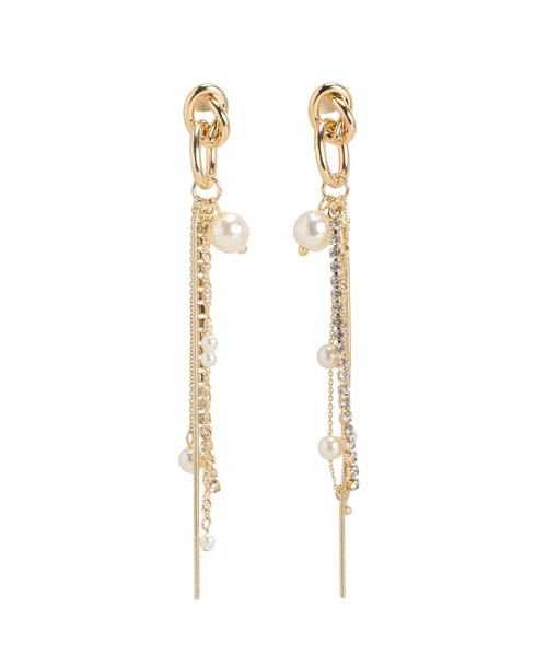 MERCURYDUO（マーキュリーデュオ）の「ツイストメタルフープチェーンピアス（ピアス（両耳用）・レディース・シルバー/ゴールド・F）」の2枚目の写真