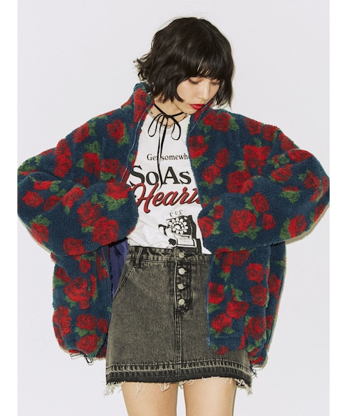 jouetie（ジュエティ）の「パターンボアジャケット（その他アウター・レディース・アイボリー/ブラック/レッド/ブルー/ネイビー/パープル/ベージュ・M）」の12枚目の写真