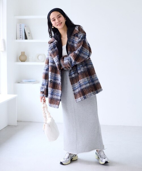 VIS(ビス)の「【WEB限定】シャギーミディ丈Pコート(ピーコート・レディース・ブラウン系/ネイビー・M/S)」の12枚目の写真